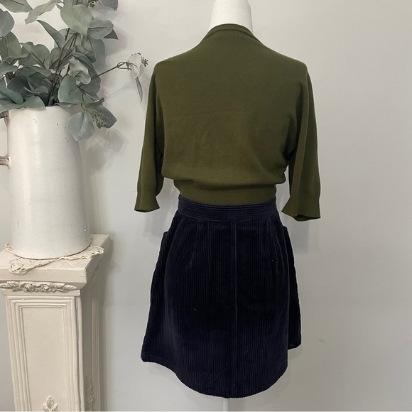 VINTAGE Olive Green Cropped Cardigan Knit Sweater - Picture 3 of 5